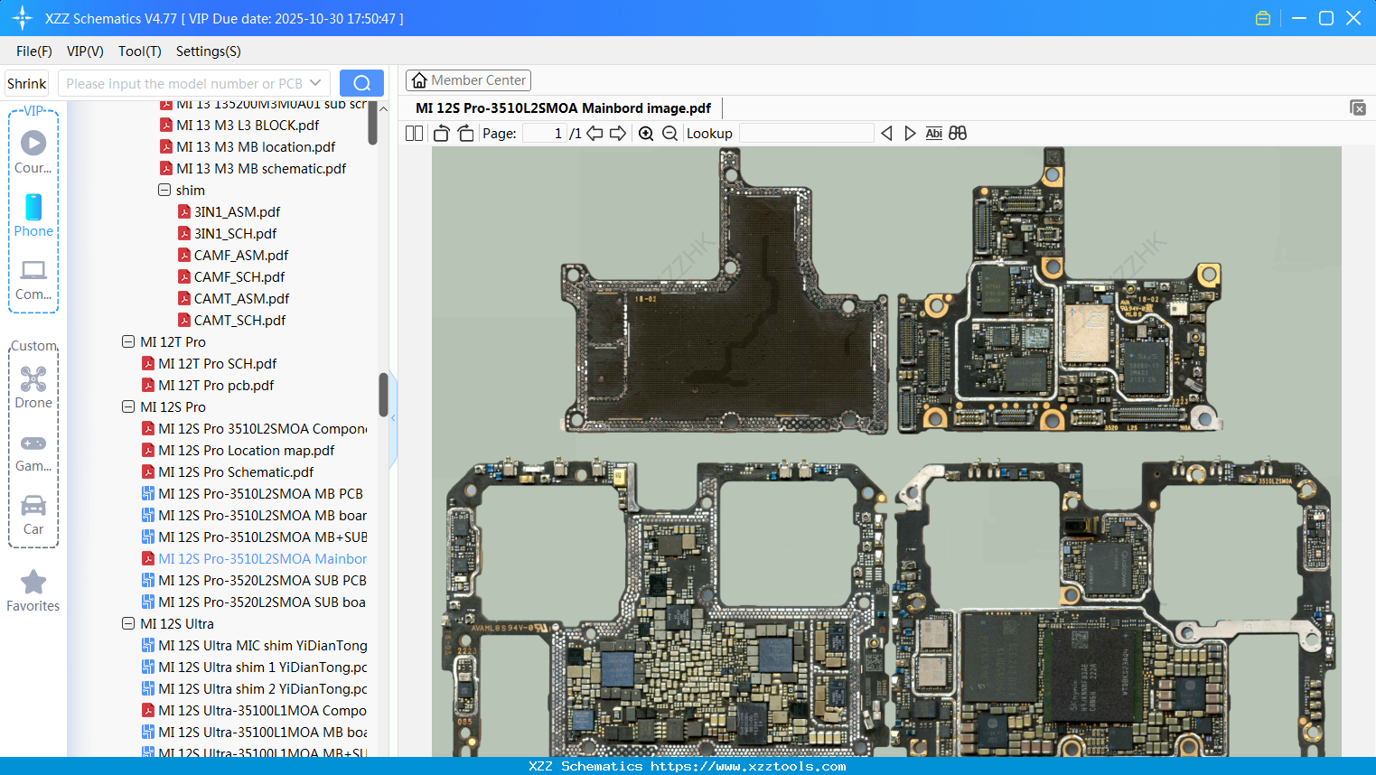 Xiaomi MI 12S Pro-3510L2SMOA Mainbord Image